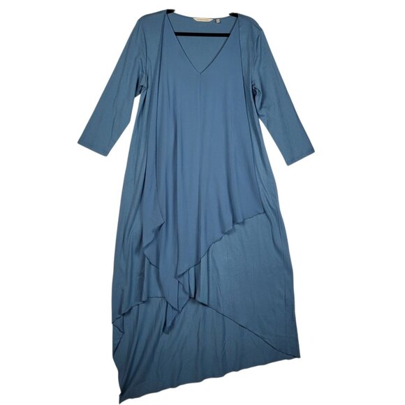 Soft Surroundings Dress Women's Medium Blue Asymmetric Flowy Long Sleeve Classic - Picture 1 of 9
